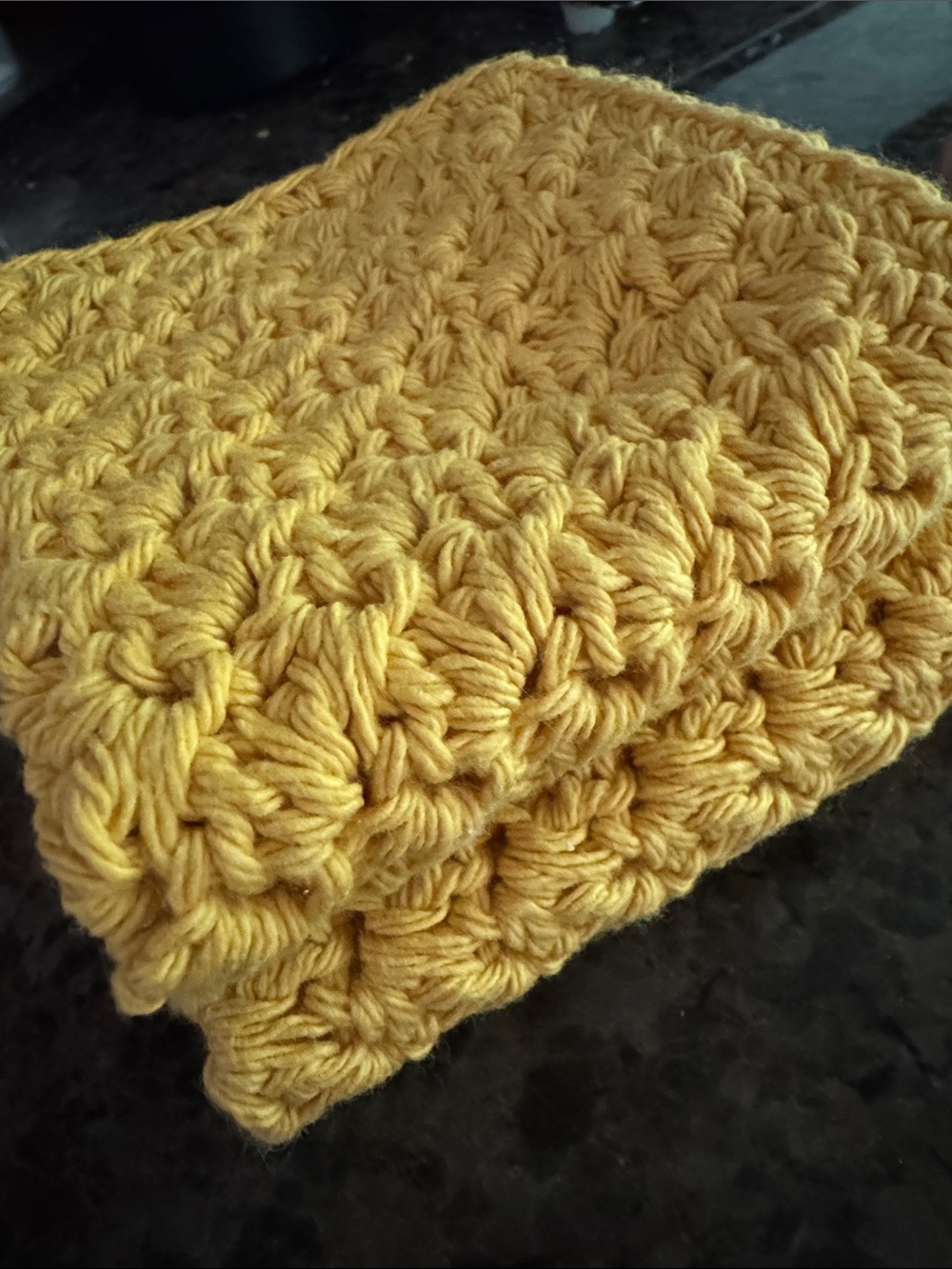 Handmade Crochet Dishcloths Washcloths - Mustard Yellow - Set of 2 - 100% Cotto
